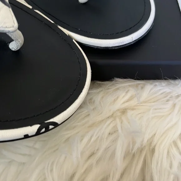 Chanel Logo Thong Sandals